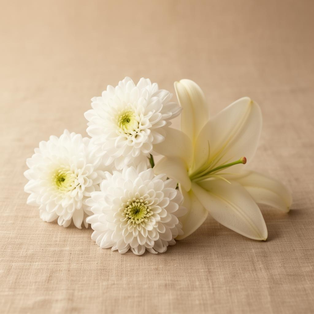 白菊與百合，悼念之意