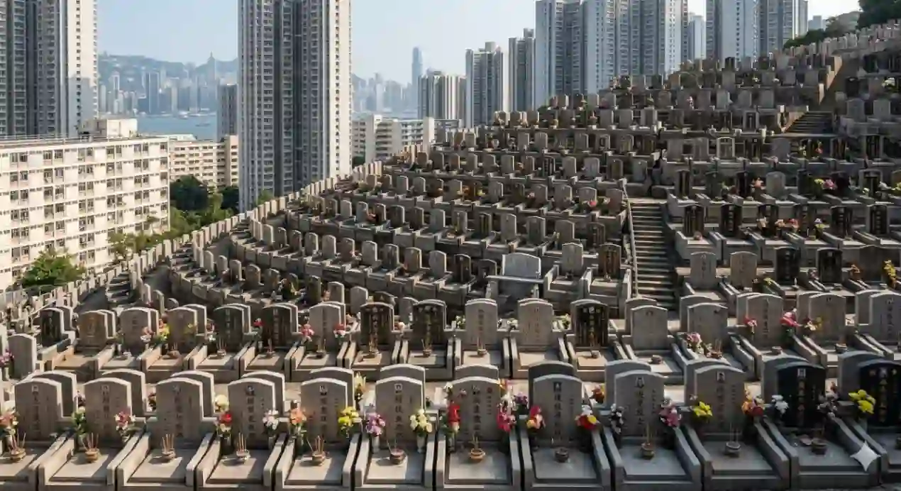 香港墳場與墓碑景觀示意，作為殯儀主題標籤頁配圖